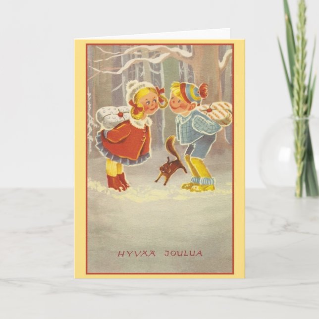 Retro Finska Hyvää Joulua-julkort Helgkort (Framsida)