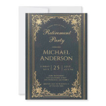 Retro Firande Av Pensionering Blå Guld Elegant Typ