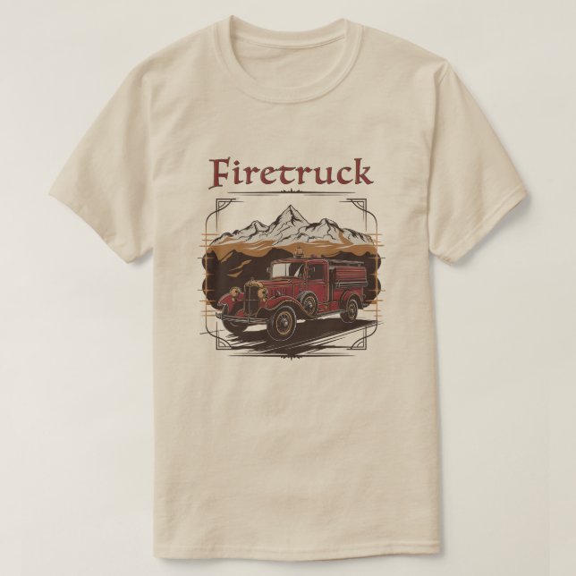 Retro fire engine mountain range t shirt (Design framsida)