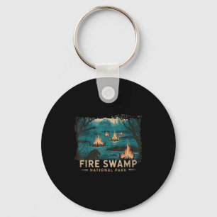 Retro Fire Swamp nationalpark Camping Hiking Moun Nyckelring