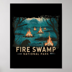 Retro Fire Swamp nationalpark Camping Hiking Moun Poster