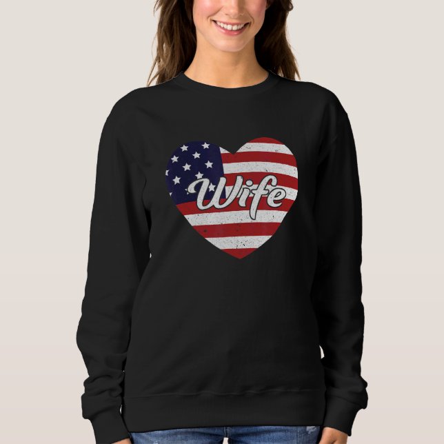 Retro Firefighter Wife American Flagga US Thin Red T Shirt (Framsida)