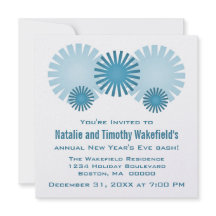 Retro Fireworks Nyårsafton Inbjudan, Blue
