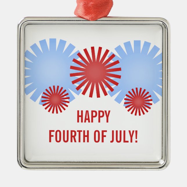 Retro Fireworks Premium Square Ornament (Framsidan)
