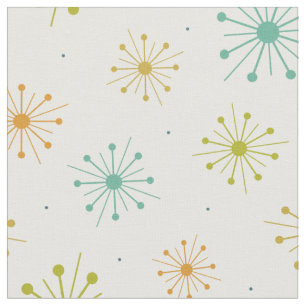 Retro Fireworks Starbursts Mid Century Mönster Tyg