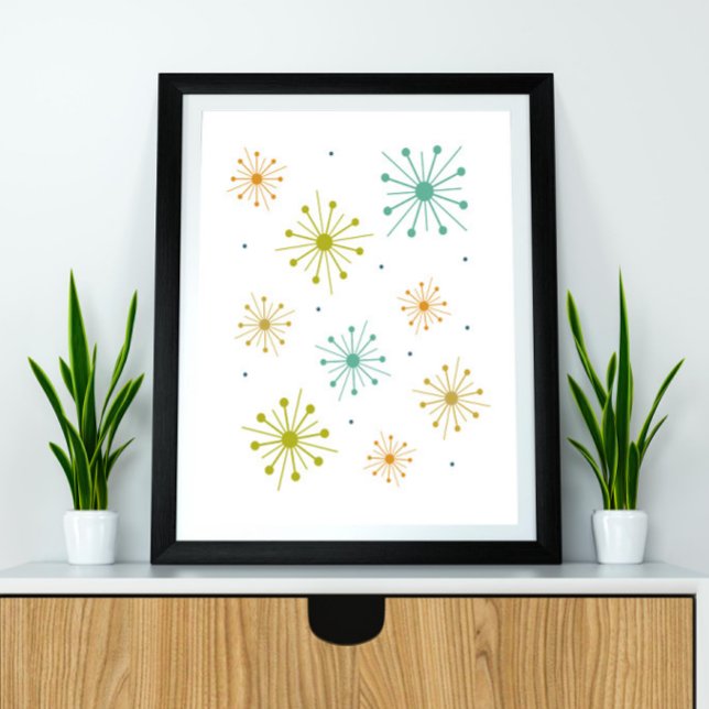 Retro Fireworks Starbursts Mid Century Poster (Skapare uppladdad)