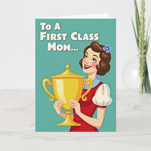 Retro First Class Mamma Kort (Framsida)