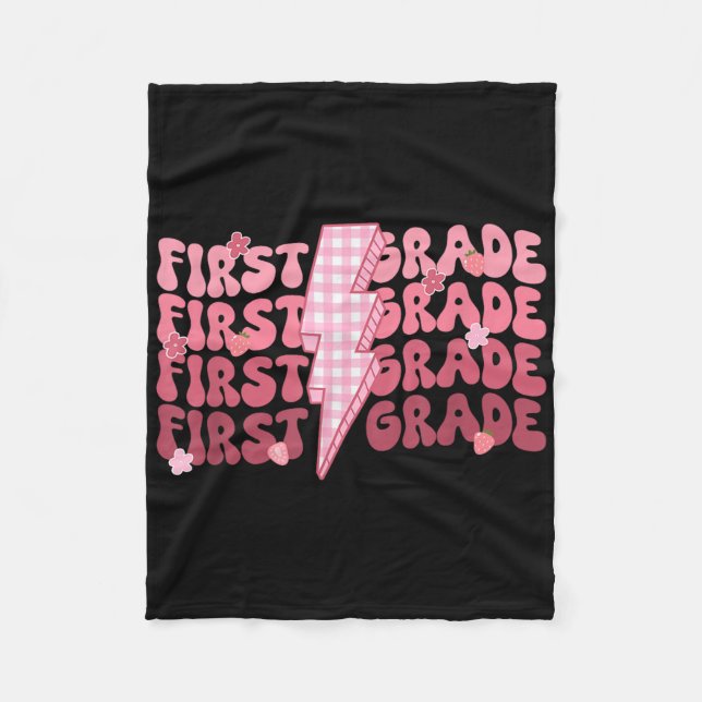Retro First Grade Teacher Lightning Bolt First Day Fleecefilt (Framsidan)
