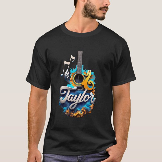 Retro First Namn TAYLOR Guitar Personlig Groovy T Shirt (Framsida)