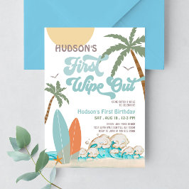 Retro First Svep ut-Surfa Surfning 1:a födelsedag Inbjudningar