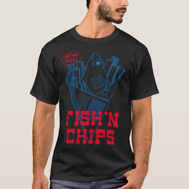 Retro Fish and Chips-design - engelsk mat T Shirt (Framsida)
