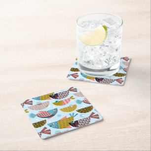 Retro Fish Underlägg Papper Kvadrat