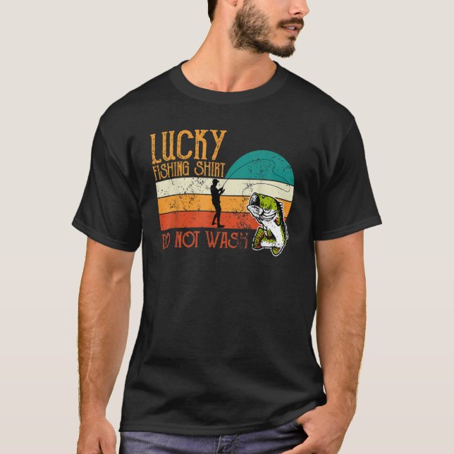 Retro Fishermans Lucky Fishing T Shirt (Framsida)