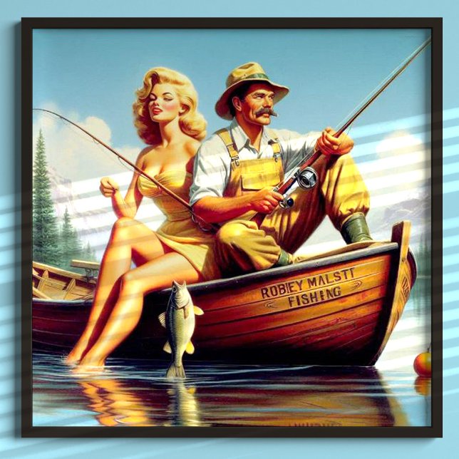 Retro FIshing Illustration Poster (Skapare uppladdad)