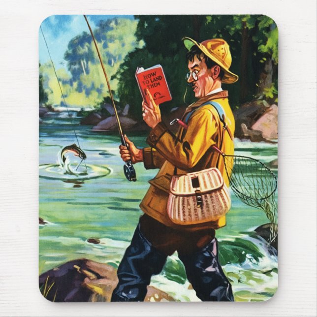 Retro Fishing Scene Illustration Gift Musmatta (Framsidan)