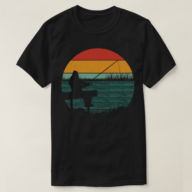 Retro Fishing Sunset T Shirt (Design framsida)