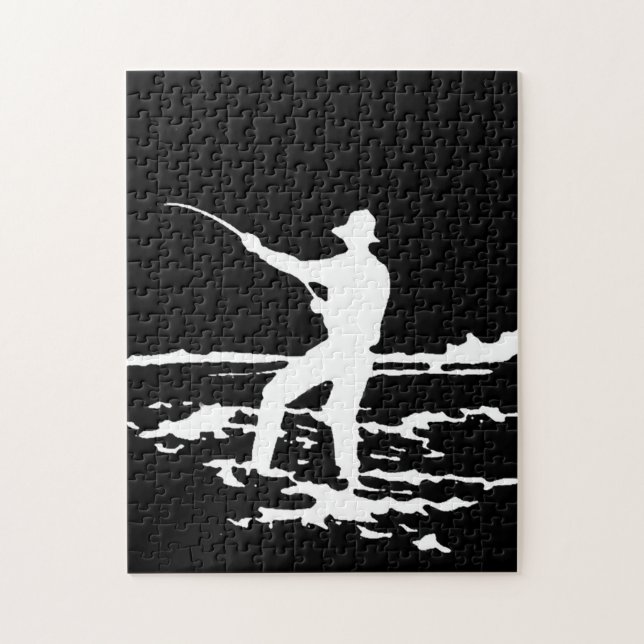 Retro fiskareSilhouette Pussel (Vertikal)