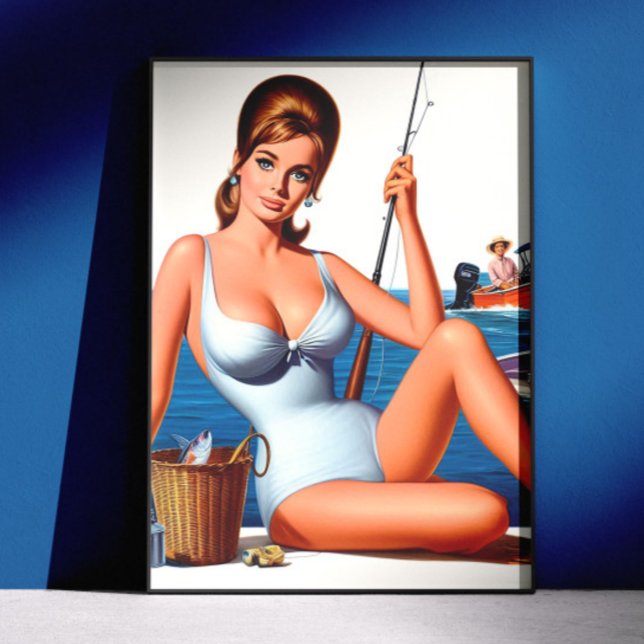 Retro Fiske Pin-up Poster (Skapare uppladdad)