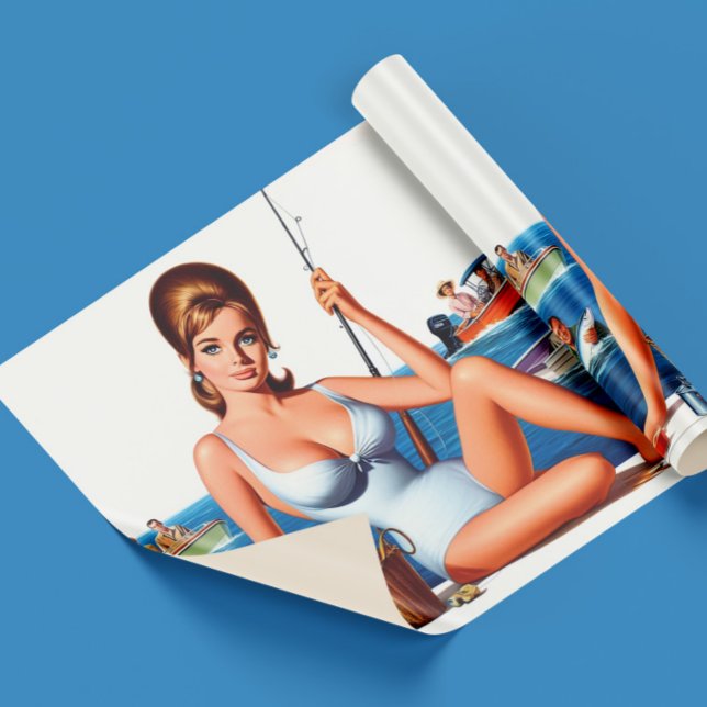 Retro Fiske Pin-up Presentpapper (Skapare uppladdad)