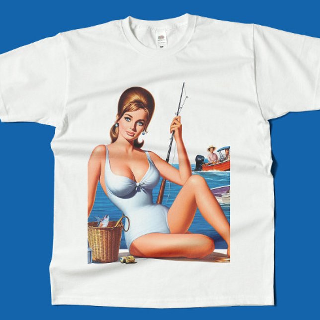 Retro Fiske Pin-up T Shirt (Skapare uppladdad)