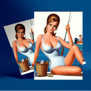Retro Fiske Pin-up Vykort