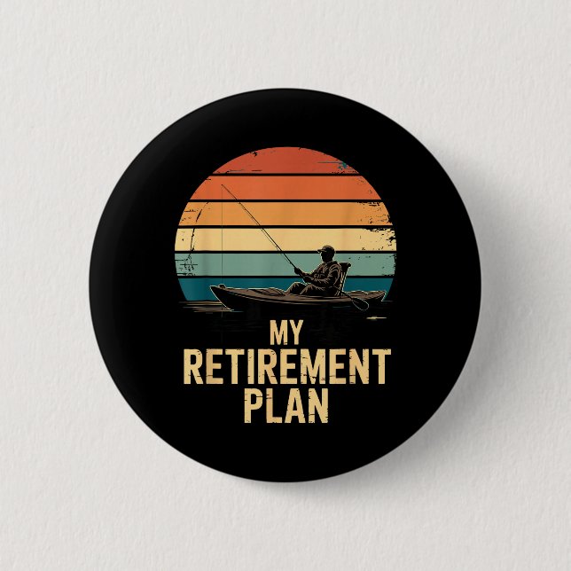 Retro fiskebåt solnedgång Min pensionsplan Knapp (Framsida)
