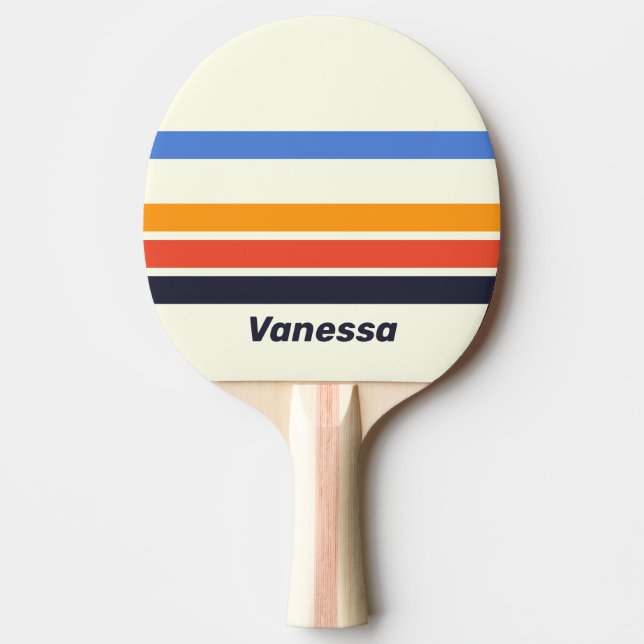 Retro Five tvärstripning med namn Pingisracket (Framsidan)