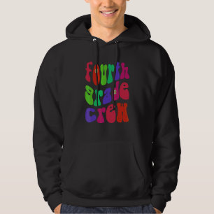 Retro Fjärde Klass Besättning Hej 4:e Klass Rosa Hoodie