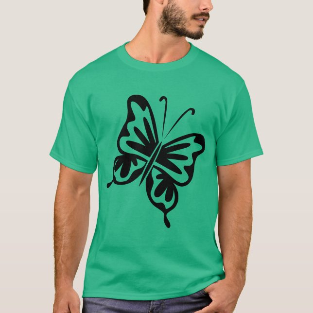 Retro Fjäril - Svart T-shirt (Framsida)