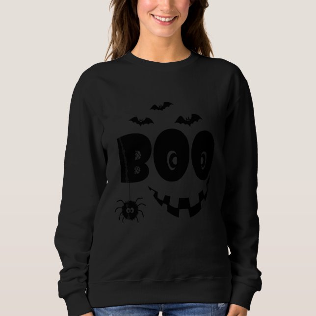 Retro Fladdermus Spindel Pumpa Ansikte Boo Hallowe T Shirt (Framsida)