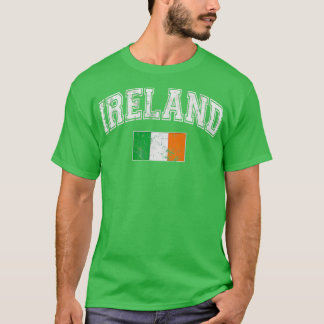 Retro Flagga of Ireland Irish St patricks day T Shirt