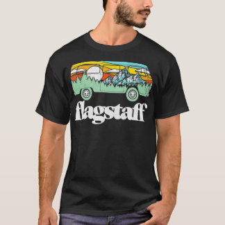 Retro Flagstaff Hippie Van Mountains Träd Sol Sc T Shirt