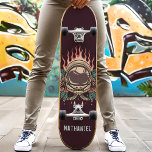 Retro Flaming Astronaut Ro Personlig Namn Mini Skateboard Bräda 18,5 Cm<br><div class="desc">Retro Flaming Astronaut Ro Personlig Namn skateboard</div>