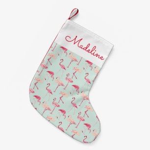 Retro Flamingo-mönster Lägg till ditt namn Liten Julstrumpa
