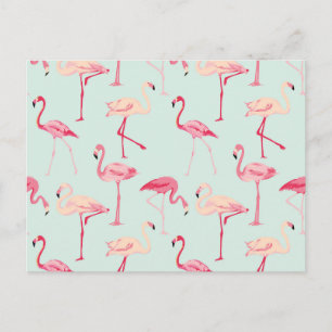 Retro Flamingo Pattern Vykort