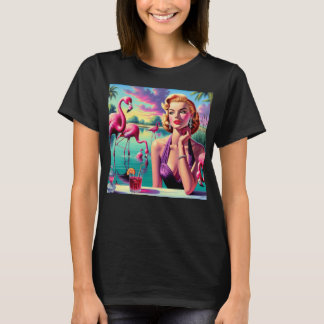 Retro Flamingo Pin-Up T Shirt