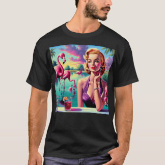 Retro Flamingo Pin-Up T Shirt