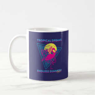 Retro Flamingo Solnedgång Synthwave Vibe Kaffemugg