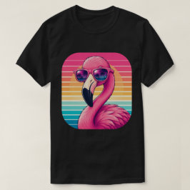 Retro Flamingo Solnedgång Tropisk Design T Shirt