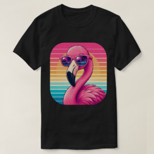 Retro Flamingo Solnedgång Tropisk Design T Shirt