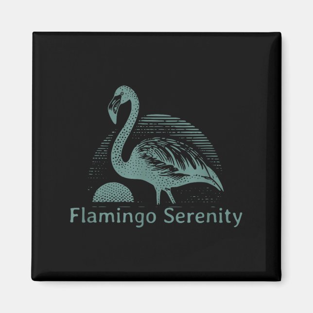 Retro Flamingo Sunset Funny 70s 80s 90s Men Women  Magnet (Framsidan)