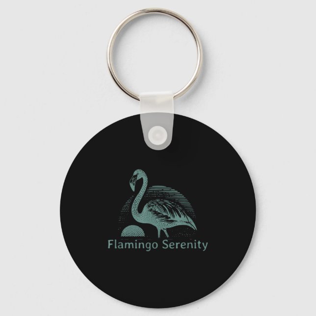 Retro Flamingo Sunset Funny 70s 80s 90s Men Women  Nyckelring (Framsida)