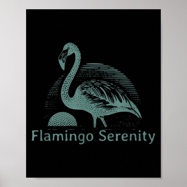 Retro Flamingo Sunset Funny 70s 80s 90s Men Women  Poster (Framsidan)