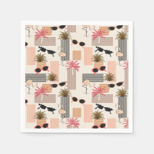 Retro Flamingos Handflatan och Sunglass Summer Par Pappersservett