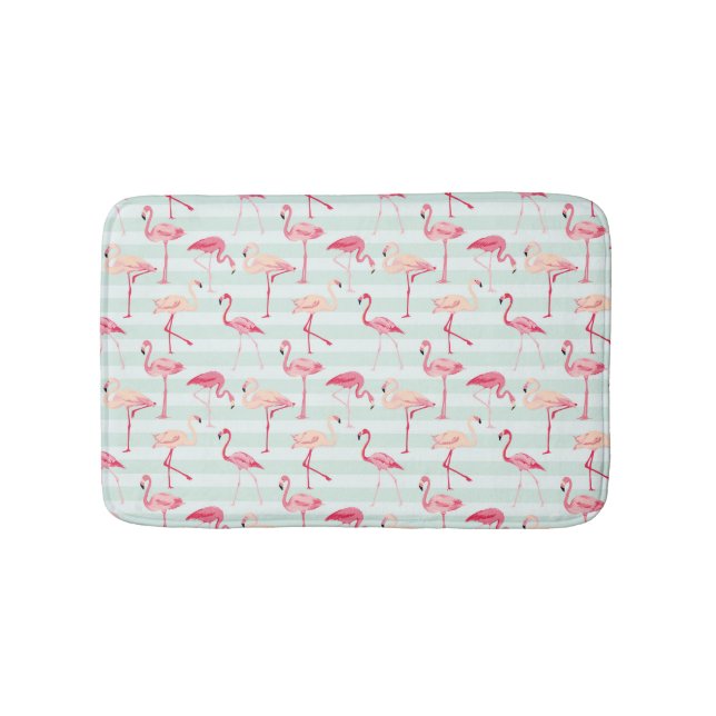Retro Flamingos på Mint Rand Badrumsmatta (Framsidan)