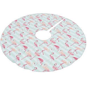 Retro Flamingos på Mint Rand Julgransmatta Borstad Polyester