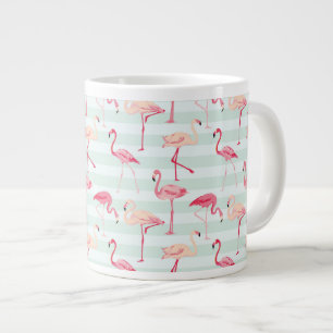 Retro Flamingos på Mint Rand Jumbo Mugg