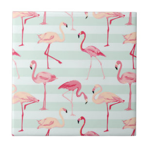Retro Flamingos på Mintrandar Kakelplatta