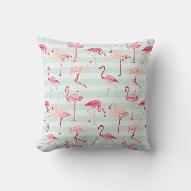 Retro Flamingos på Mintrandar Kudde (Framsida)