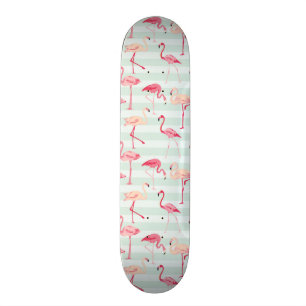 Retro Flamingos på Mintrandar Old School Skateboard Bräda 21,6 Cm